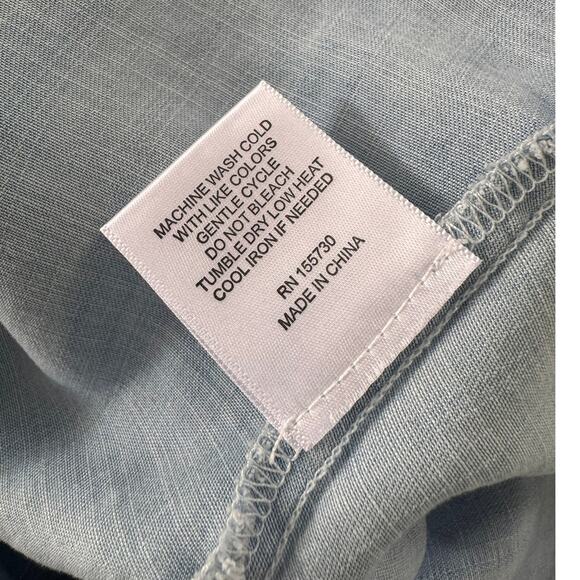 Jane + Delancey Large Lyocell Blue Short Sleeve Button Front Shirt Tie Back - Picture 6 of 8